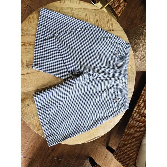 J. Crew Men’s Gingham Check 100% Cotton Flat Front Shorts Size 34 Navy Coastal - Picture 6 of 8